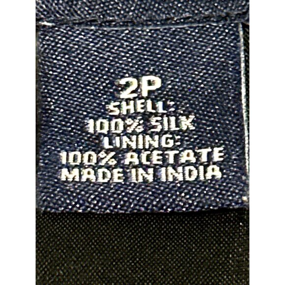 Ann Taylor Petites 2P Navy Blue Striped Silk Sleeveless Blouse Vintage Evening - Picture 9 of 14